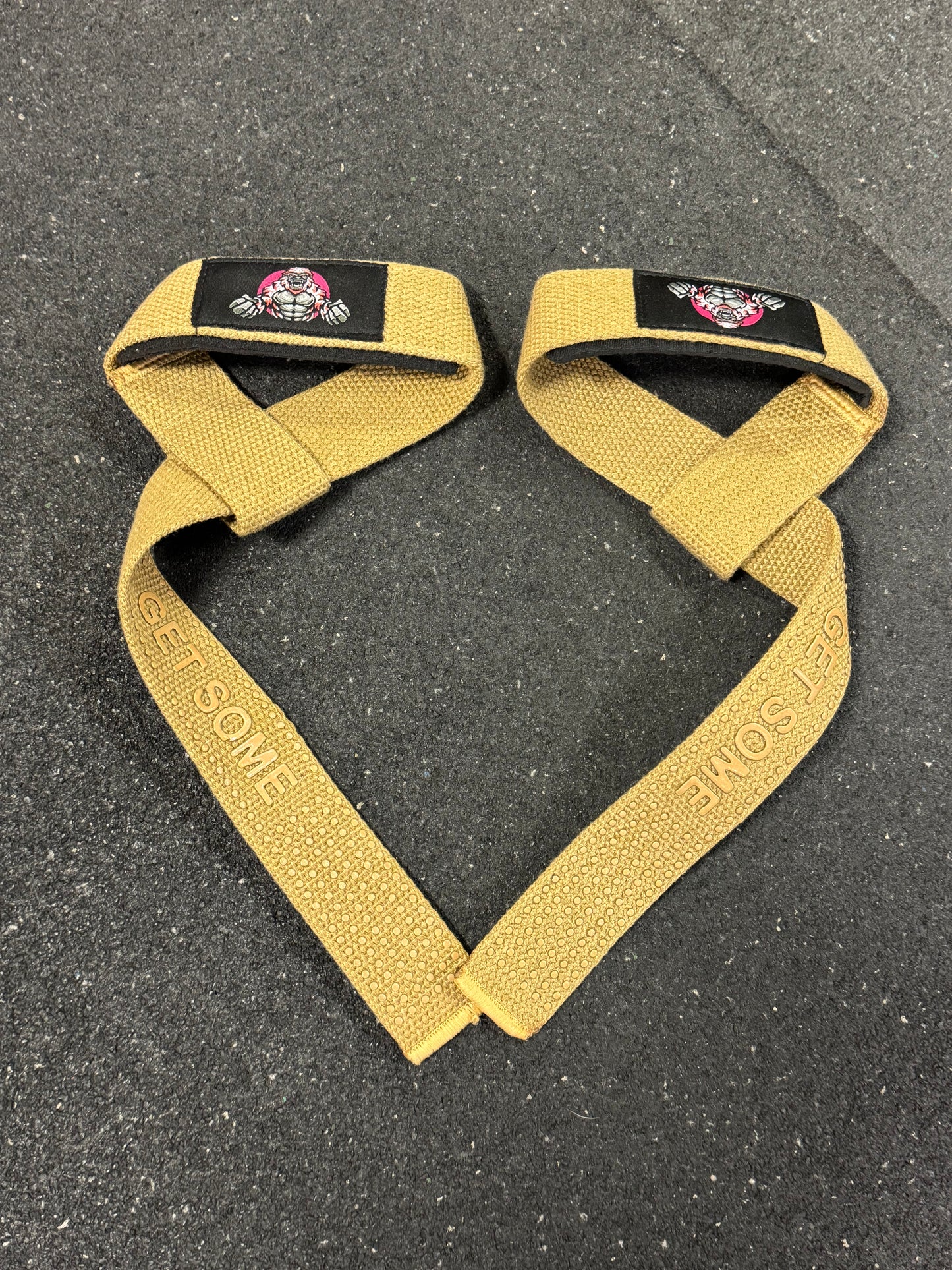 Premium Silicone Khaki “Get Some” Lifting Straps