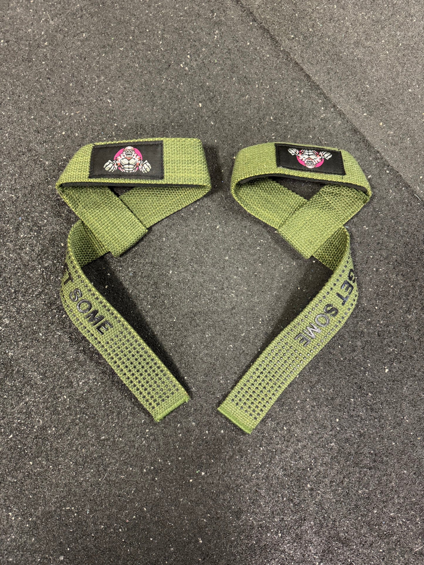 Premium Silicone Army Green “Get Some” Lifting Straps