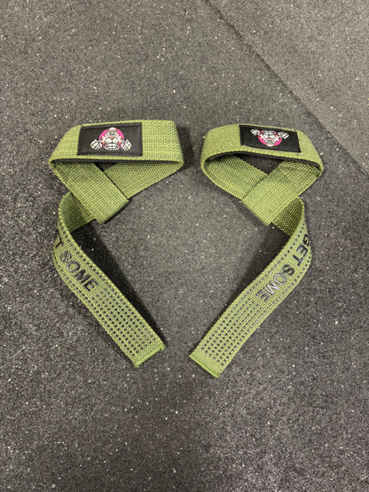Premium Silicone Army Green “Get Some” Lifting Straps